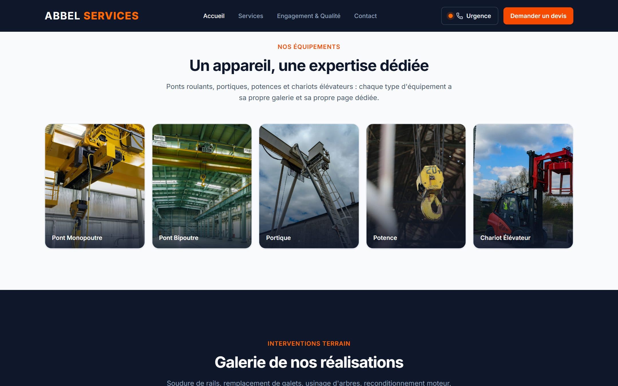 Abbel : une page par type d'équipement